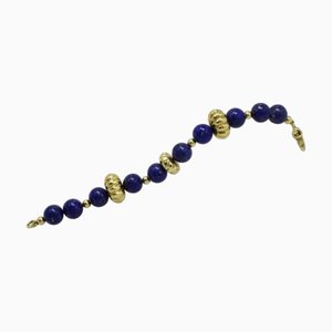 Gold Link Bracelet with Lapis