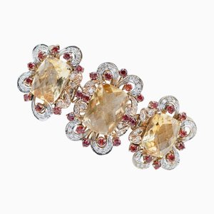 Rose and White Gold Bracelet with Topaz, Garnet and Diamond