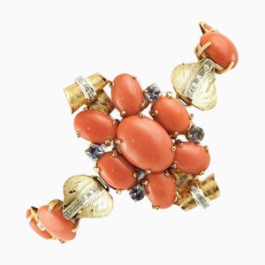 Rose Gold Bracelet with Corals and Diamonds