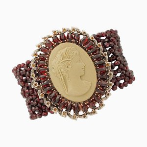 Handgefertigtes Armband mit Diamanten und Granaten