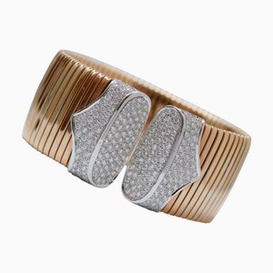 Tubogas Armband aus 18 Karat Roségold und Weißgold mit Diamanten