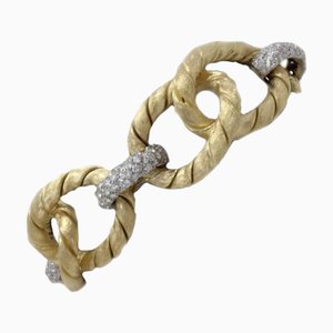 18 Kt Yellow Gold Link Bracelet with Diamond