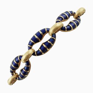18 Karat Gelbgold und Emaille-Kettenarmband