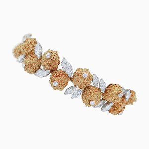 Bracelet en or jaune 18k, platine et diamants