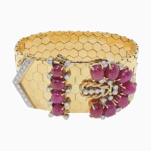 Brazalete de Oro con Rubí y Diamante