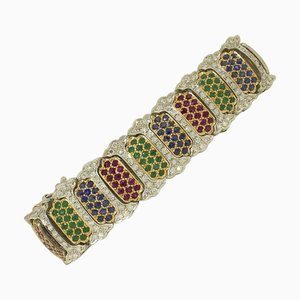 Gliederarmband aus Weiß- und Roségold mit weißen Diamanten und Rubinen