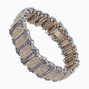 Bracelet en Or avec Saphirs Bleus et Diamants