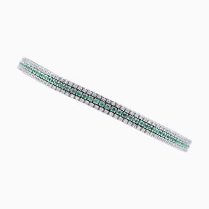 White Gold Tennis Bracelet with Emeralds and Diamonds