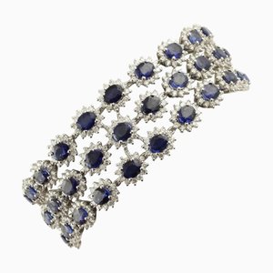 Gliederarmband aus Weißgold mit blauen Saphiren und weißen Diamanten