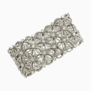 Armband aus Weißgold mit Blumenmotiven und weißen Diamanten