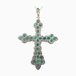 Rose Gold and Silver Cross Pendant Necklace