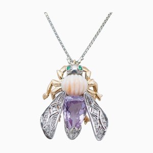 14kt Rose Gold and Silver Pendant Necklace
