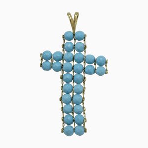 18 Kt Gold Paste Turquoise Pendant Necklace