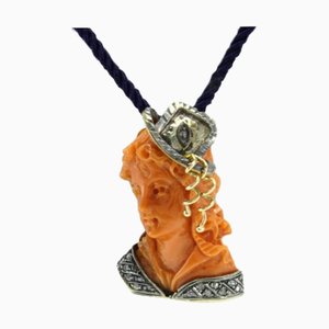 Colgante artesanal con Coral y Diamantes