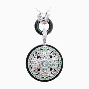 Anhänger aus Weißgold mit Diamanten und Bergkristall