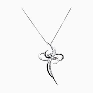 Halskette mit Kreuzanhänger aus 18 Karat Weißgold mit Diamanten