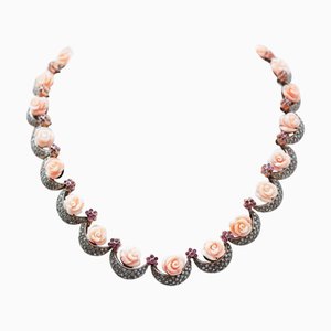 Rose Gold and Silver Necklace with Diamonds