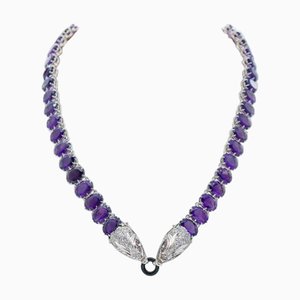 Rose Gold and Silver Necklace with Diamonds