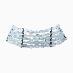 Chokerhalskette aus Roségold und Silber mit Bergkristall und Diamanten