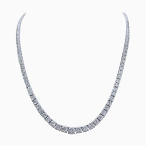 18 Karat Rose Weiß Tennis Halskette mit Diamanten