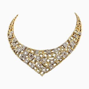 Halskette mit Diamanten, Weiß- und Gelbgold