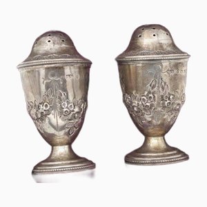 English Silver Salt and Pepper Shakers, 1840s, Set of 2