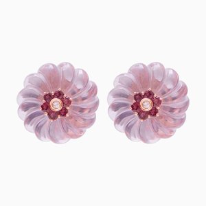 White Gold Earrings with Diamonds, Set of 2