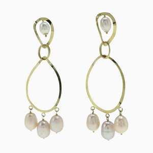 Yellow Gold Drop Earrings, Set of 2