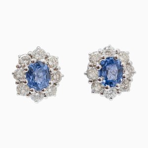 Saphire, Diamanten und Platin Ohrringe, 2 . Set