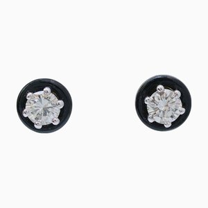 Diamonds, Onyx and White Gold Earrings, Set of 2