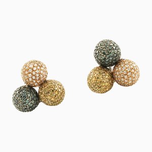 Diamond and 18 Karat Rose Gold Sphere Earrings, Set of 2