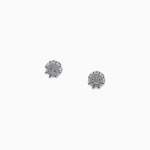 18 Karat White Gold Stud Earrings with Blue Sapphires and Diamonds, Set of 2