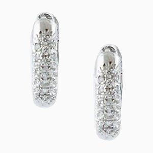 18 Karat White Gold Hoop Earrings with Diamonds, Set of 2
