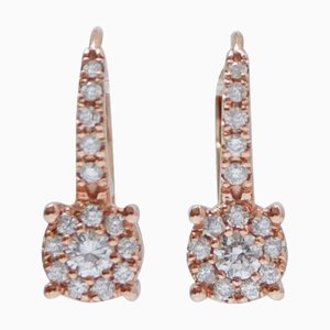 Modern 18 Karat Rose Gold Earrings with Diamonds, Set of 2