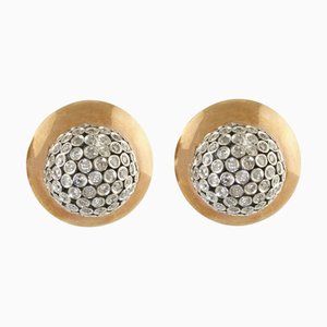 Handcrafted Diamonds and Rose Gold Dome Earrings, Set of 2