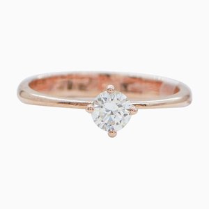 Diamond and 18 Karat Rose Gold Solitaire Ring