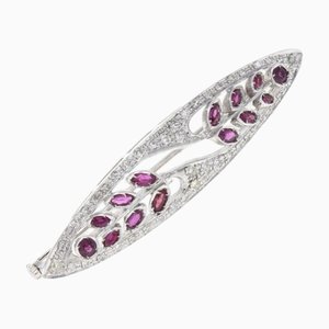 Rubin, Diamant und Weißgold Brosche