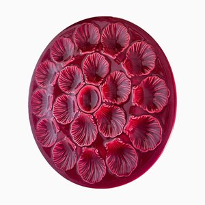 French Ceramic Oyster Plate in Deep Red Glaze, 1960s