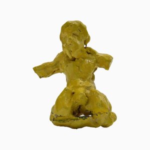 Sirio Pellegrini, Gelbe Figur, Terrakotta Skulptur, 1960er