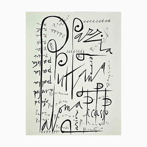 Rafael Alberti, Letter P, Lithograph, 1972