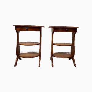 Oval Cherrywood Bedside Tables, Set of 2