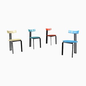 Sillas de comedor Zeta posmodernas atribuidas a Harvink, Países Bajos, años 80. Juego de 4