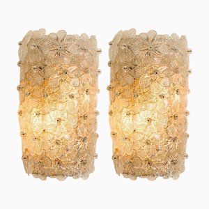 Murano Glass Floral Wall Sconces, Italy, 1960s, Set of 2
