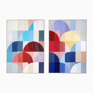 Natalia Roman, Bauhaus Gems Diptychon, 2025, Acryl auf Aquarellpapier