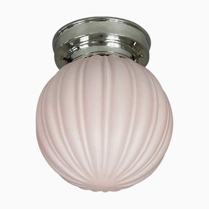 Art Deco Glasglobus aus Milchglas & Chrom, Schweden, 1940er