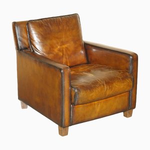 Handgefärbter Clubsessel aus braunem Leder von Natuzzi