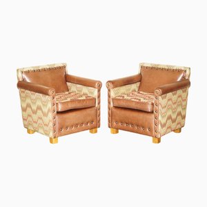 Braune wendbare Kelim Sessel aus Leder von Andrew Martin Marlborough, 2er Set