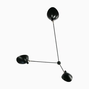 Schwarze Spider Deckenlampe mit drei festen Armen von Serge Mouille