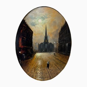 Walter Meegan, Pupil of Grimshaw, Trinity Church, Liverpool by Moonlight, Late 19th Century, Oil Painting, Framed
