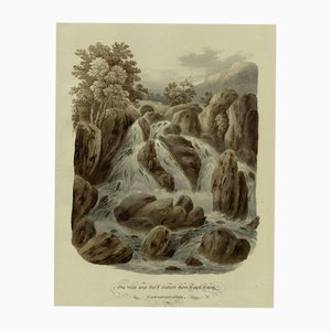 Waterfall near Capel Curig, Caernarvonshire, Wales, 1832, Watercolor